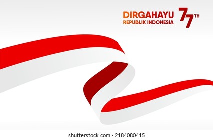 17 de agosto. Tarjeta de felicitación por el Día de la Independencia de Indonesia. ondeando banderas indonesias aisladas en fondo blanco. Fondo simbólico patriótico Ilustración vectorial