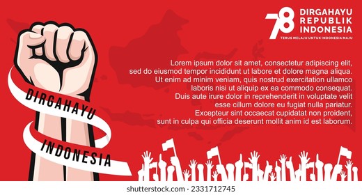 17 August. Indonesia Happy Independence Day banner, greeting card, background vector. Dirgahayu Republik Indonesia