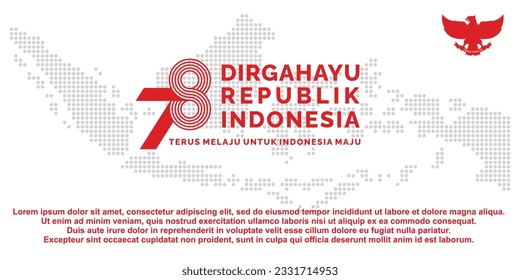 17 de agosto. Banner del Día de la Independencia de Indonesia Feliz Día de la Independencia, tarjeta de saludo, vector de fondo. Dirgahayu Republik Indonesia