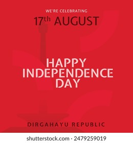 17 August. Indonesia Happy Independence Day greeting card, banner, and texture background for social media