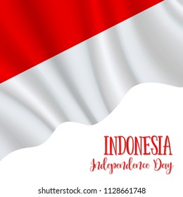 17 August, Indonesia Independence Day background in national flag color theme. Indonesia National Day. Celebration banner with waving flag. Vector illustration