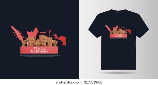 17 August Indonesia Independence Day With Proclamation Figure Illustration Tshirt Design