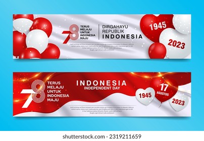 17 August Indonesia independence day Banner with red white balloons and flag design