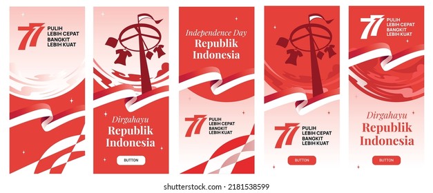 17 August Indonesia Template Vector design for presentation, mobile apps, button and banner promotion.