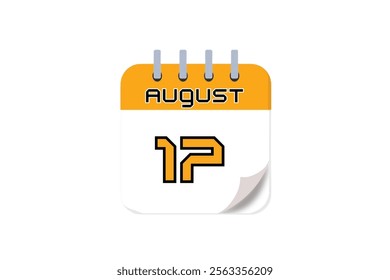 17 August month single day vector, illustration, calendar with yellow, black and white color background calendar August 17