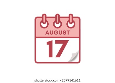 17 August month single day vector, illustration, calendar with maroon, rose and white color background calendar August 17