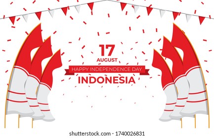 17 August. Poster or banner Indonesian independence day festival