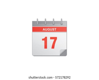 17 August red calendar vector illustration on white background