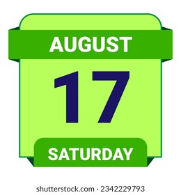 17 August, Saturday. Date template. Useful design for calendar or event promotion. Vector illustration EPS 10 File. Isolated on white background. 