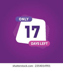 17 day left countdown discounts and sale time 17 day left sign label vector illustration