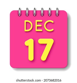 17 day of the month. 17 december. Cute calendar daily icon. Date day week Sunday, Monday, Tuesday, Wednesday, Thursday, Friday, Saturday.