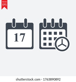 17 Tage Event-Web-Icon, Kalendersymbol.Kalender Vektorsymbol. Datum und Tag, Monat.