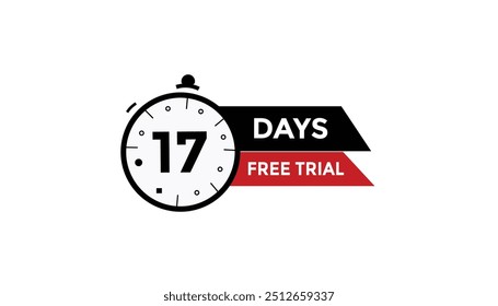 17 días gratis Prueba Número de cuenta regresiva Plantillas de Anuncio. Ilustración vectorial 

