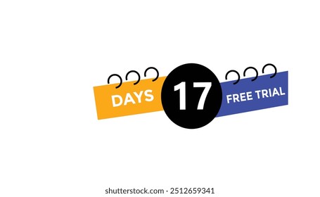 17 días gratis Prueba Número de cuenta regresiva Plantillas de Anuncio. Ilustración vectorial 
