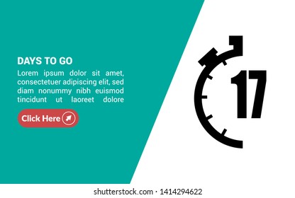 17 days to go banner. flat style. days to go concept