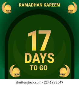 17 Days to go. Countdown leaves banner day. calculating the time for the month of Ramadan. Eps10 vector illustration.