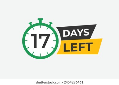 17 days to go countdown template. 17 day Countdown left days banner design. 17 Days left countdown timer