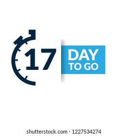 17 days to go label,sign,button. Vector stock illustration.