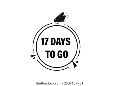 17 days to go,, sale countdown vector symbol, clock, time,  background, template 15 days to go, countdown, sticker, left banner, business, sale, label button
