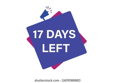 17 days left, sale countdown vector symbol, clock, time,  background, template 15 days to go, countdown, sticker, left banner, business, sale, label button
