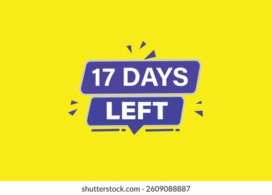 17 days left, sale countdown vector symbol, clock, time,  background, template 15 days to go, countdown, sticker, left banner, business, sale, label button
