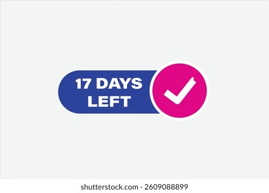 17 days left, sale countdown vector symbol, clock, time,  background, template 15 days to go, countdown, sticker, left banner, business, sale, label button
