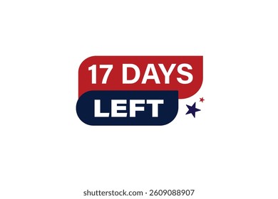 17 days left, sale countdown vector symbol, clock, time,  background, template 15 days to go, countdown, sticker, left banner, business, sale, label button
