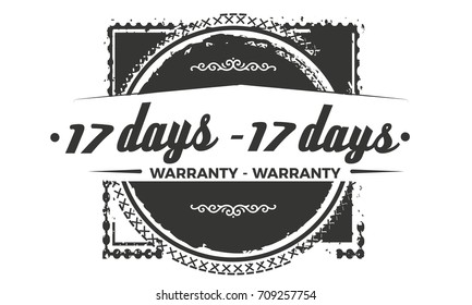 17 days warranty icon vintage rubber stamp guarantee