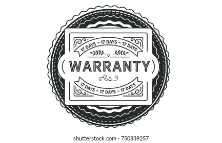 17 days warranty icon vintage rubber stamp guarantee