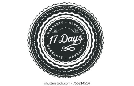 17 days warranty icon vintage rubber stamp guarantee