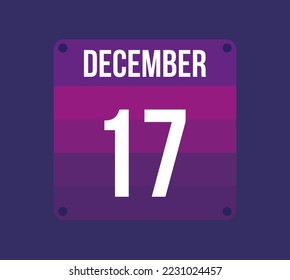 17 december calendar date. Calendar icon for december. Banner for holidays and special dates