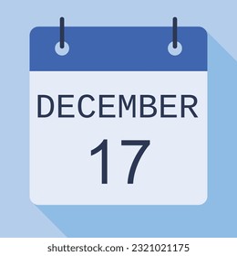 17 December Calendar, Vector Calendar.