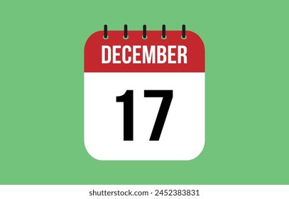 17 December Calendar. December Calendar Vector.