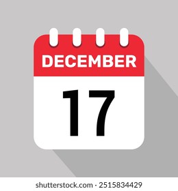 17 december calender icon text page monthly web design.