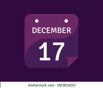 17 December, December 17 icon Single Day Calendar Vector illustration