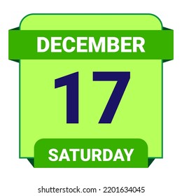 17 December, Saturday. Date template. Useful design for calendar or event promotion. Vector illustration EPS 10 File.