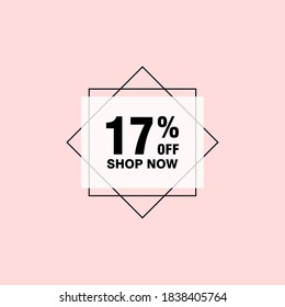 17 descuento, distintivos de vectores de venta para etiquetas, , pegatinas, banners, etiquetas, etiquetas, etiquetas web, nueva oferta. Banner de signo de origami de descuento
