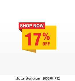 17 Rabatt, Vektor-Abzeichen für Labels, , Aufkleber, Banner, Tags, Web-Aufkleber, Neues Angebot. Discount-Origami-Zeichenbanner

