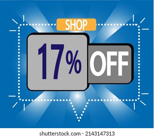 17 % Rabatt. Vektorgrafik auf Blau und Grau für Läden, Einkaufen und Promotion. Banner für Sonderangebot