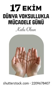 17 Ekim Dunya Yoksullukla Mucadele Gunu. Translation: 17 October World Anti Poverty Day. Vertical vector design for social media posts, website banners, posters.