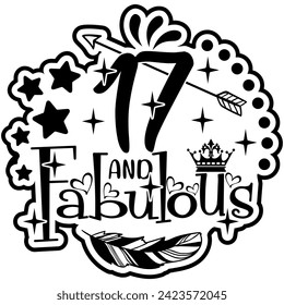 17 and fabulous black vector graphic design and cut file