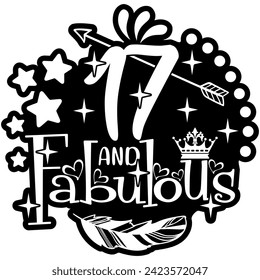 17 and fabulous black vector graphic design and cut file