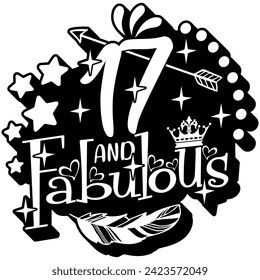 17 and fabulous black vector graphic design and cut file