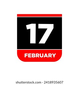 17 Feb calendar day vector icon