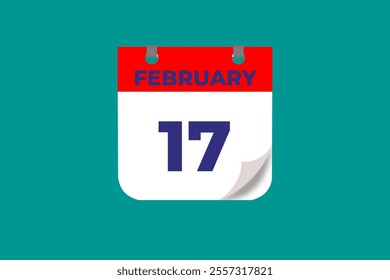 17 February calendar icon text page monthly web design on red, and blue background vector, icon, or illustration with the month of February 17