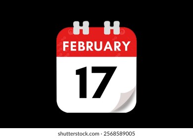 17 February month single day vector, illustration, calendar with red, gray, white and black color background calendar February 17