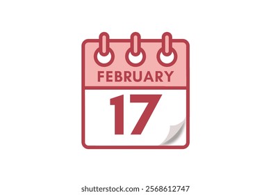 17 February month single day vector, illustration, calendar with maroon, rose and white color background calendar February 17