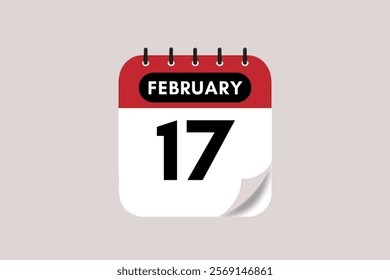 17 February month single day vector, illustration, calendar with maroon, rose and white color background calendar February 17