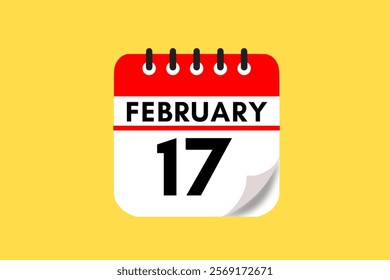 17 February month single day vector, illustration, calendar with maroon, rose and white color background calendar February 17