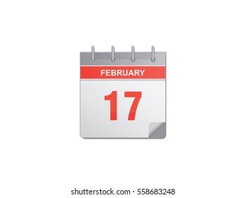 17 February red calendar vector illustration on white background